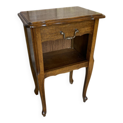Chevet ancien table nuit style louis xv bois tiroir + case vintage #e2