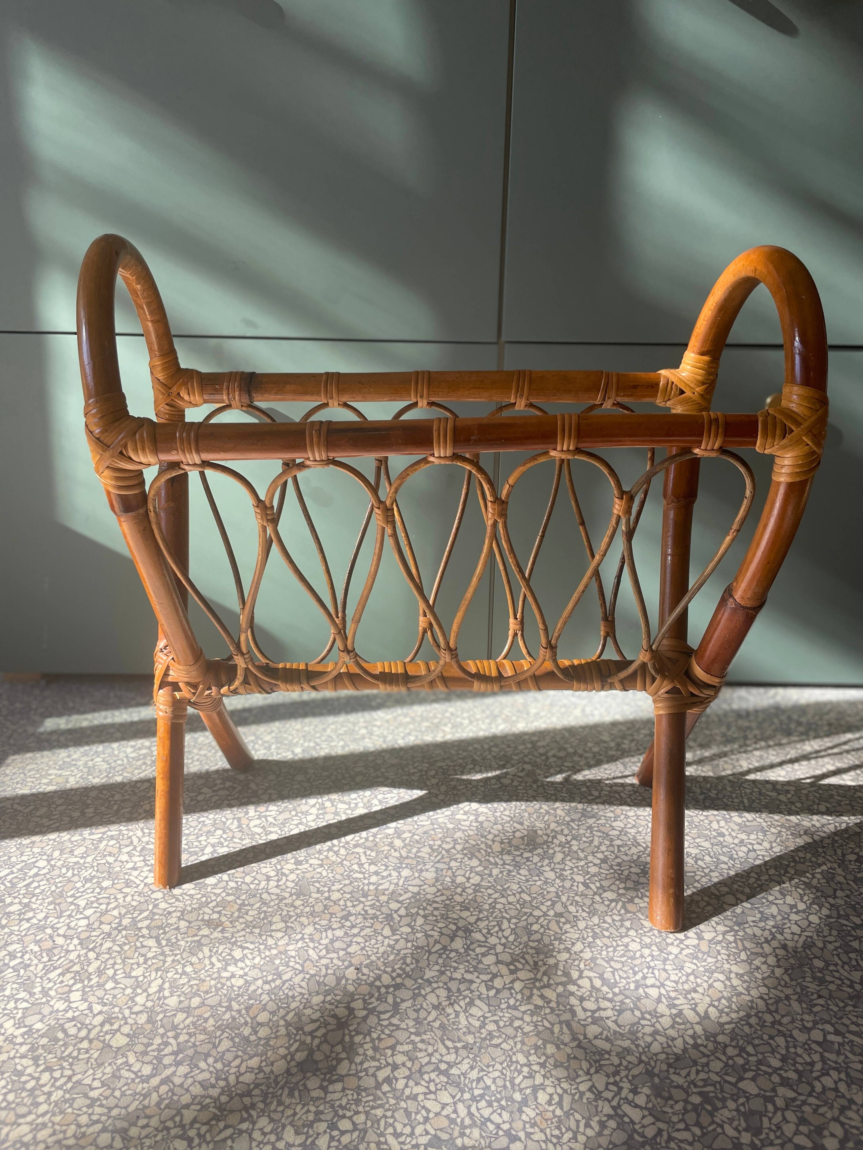 Rattan magazine rack