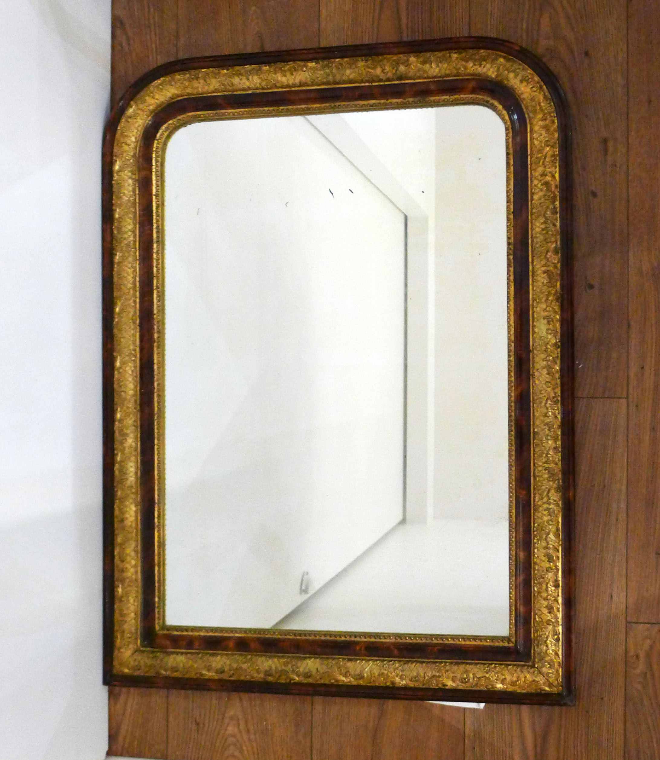 Large gold mirror and wood scale style 80x60