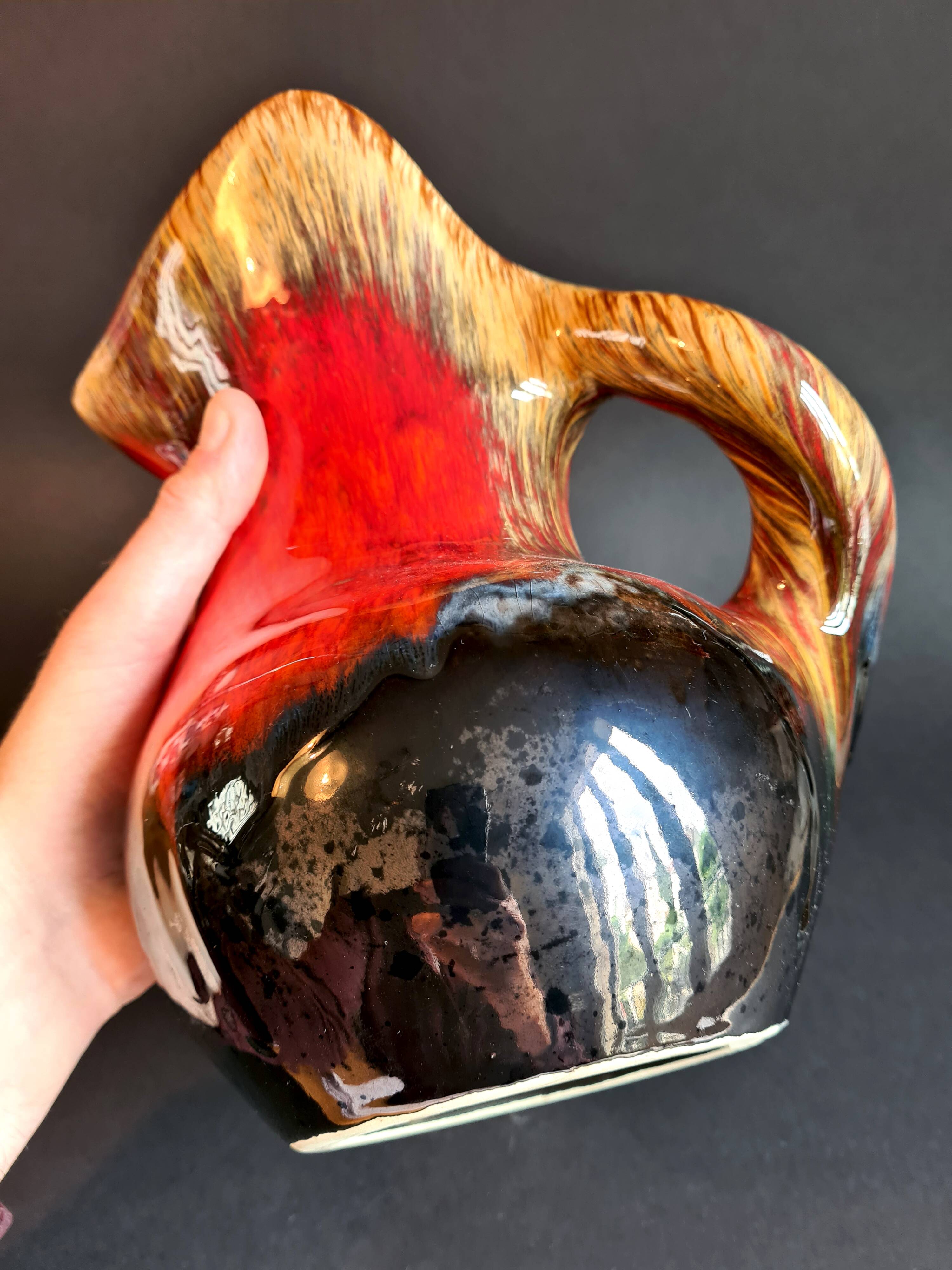 Pitcher in enamelled art ceramic from Vallauris, 1960s