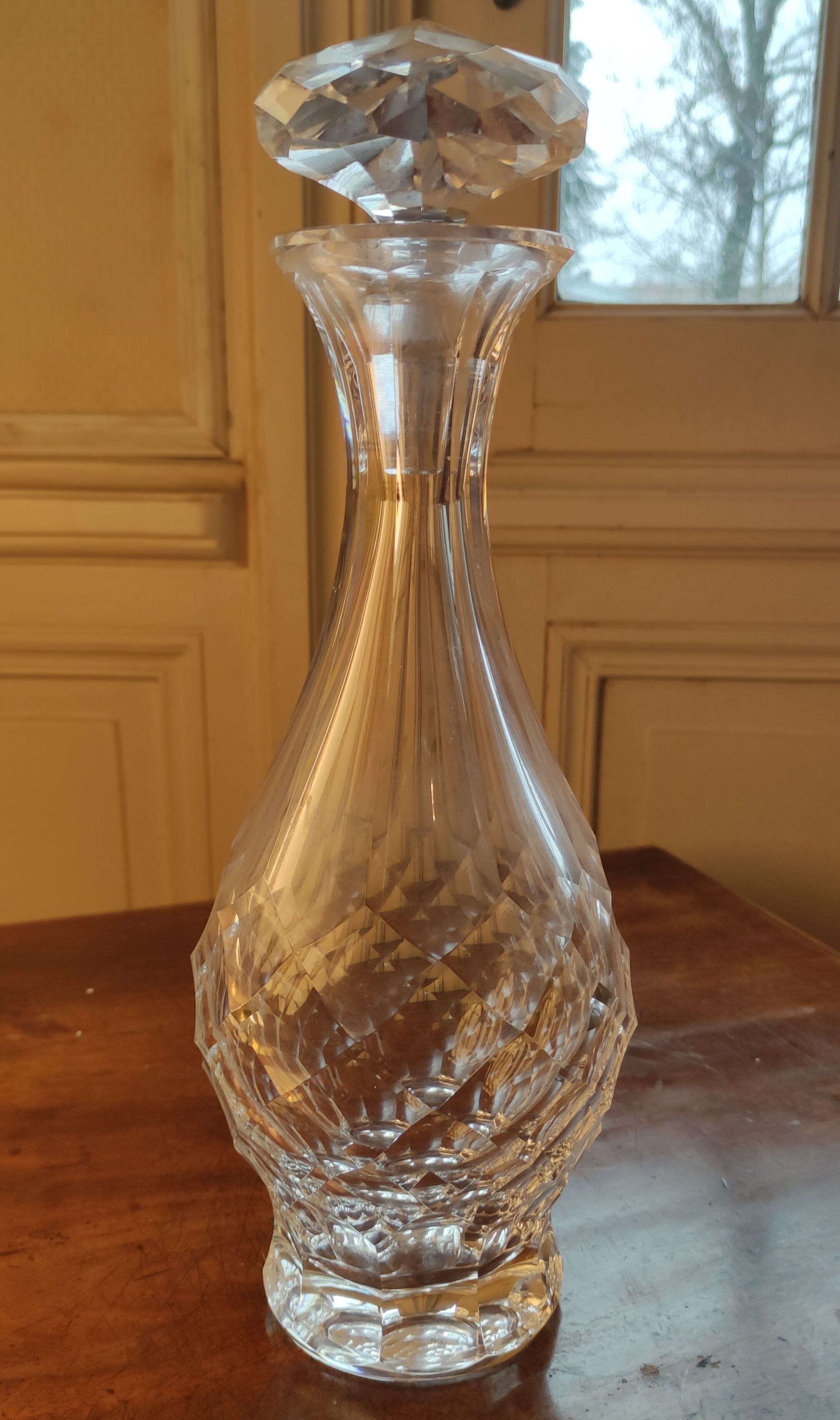 Carved crystal decanter 19th century