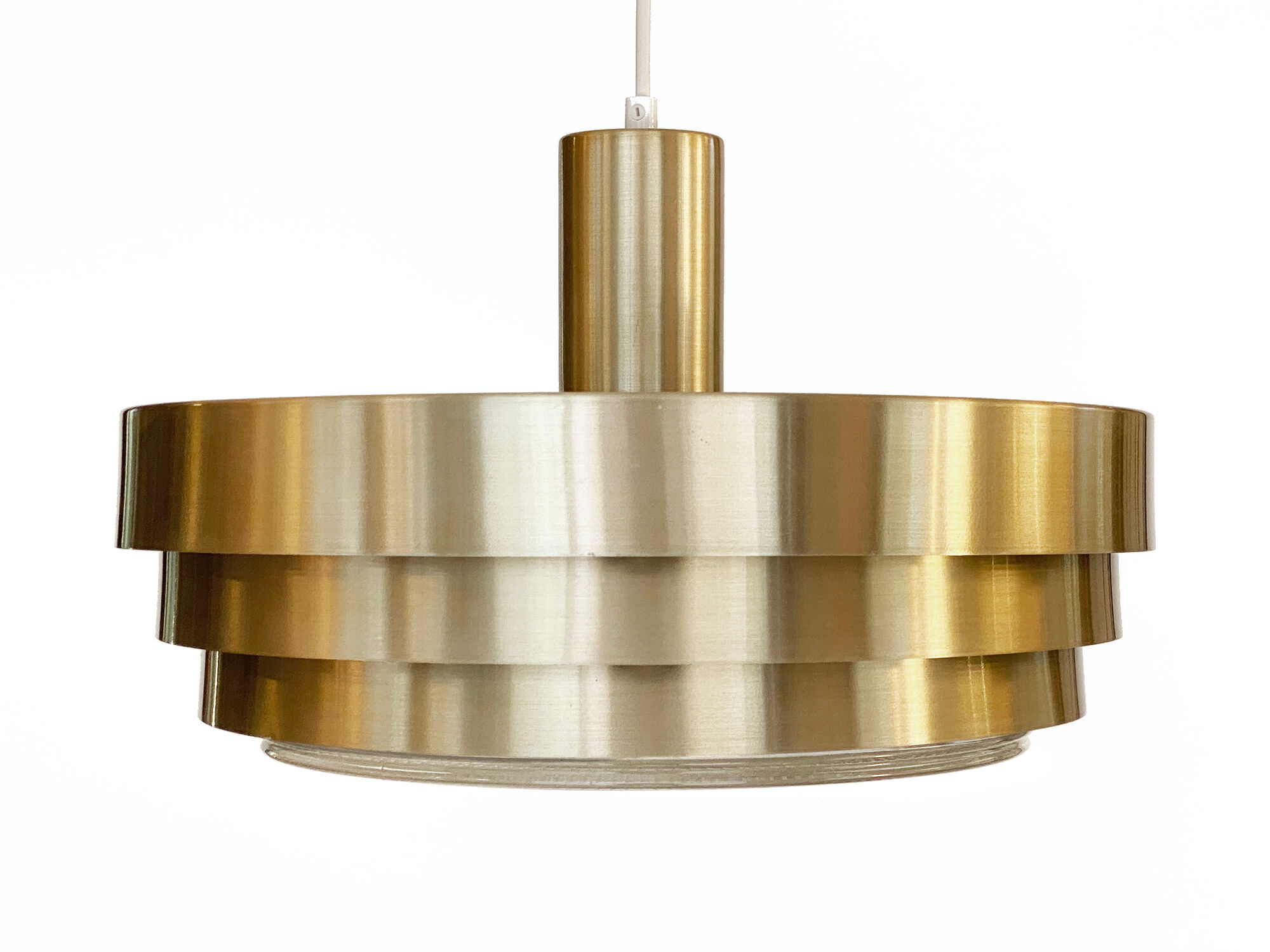Aluminum and glass pendant light by Vitrika. Denmark 1970s