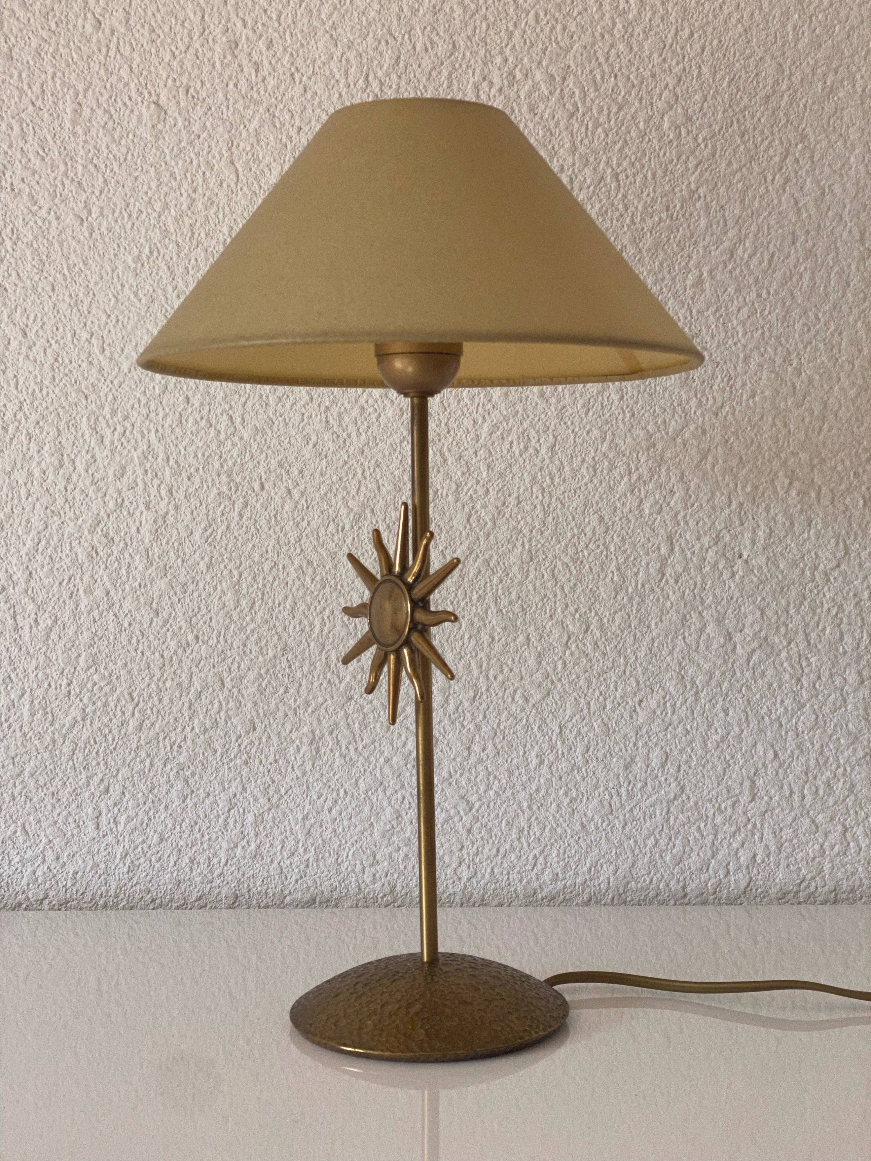 Hammered gilded bronze sun lamp from the 80s