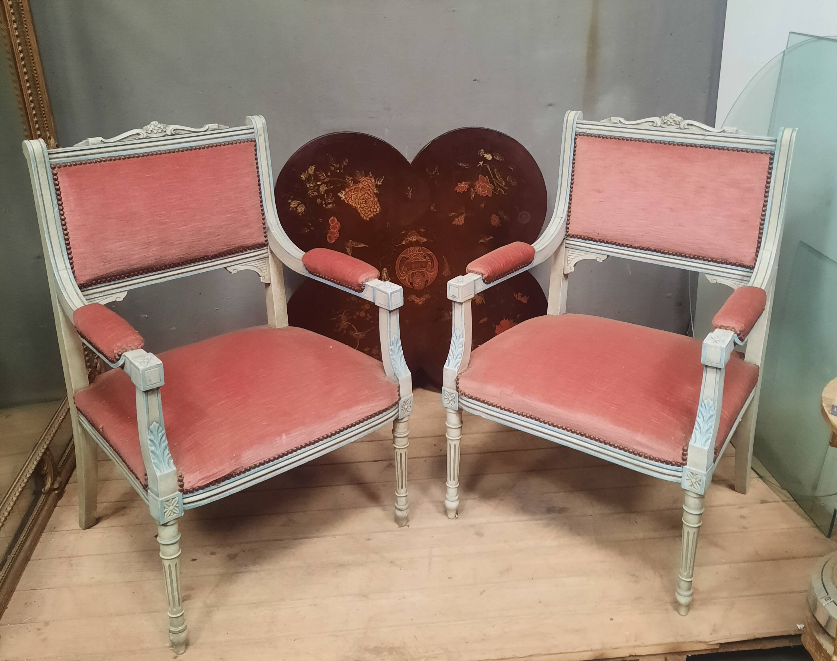 Pair of Louis XVI style armchairs