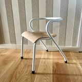 Chaise d'écolier enfant HITIER vintage bois & blanc