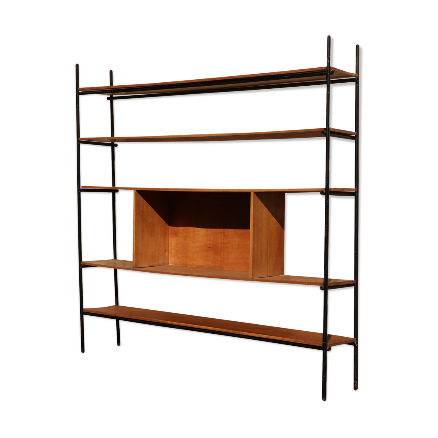 Industrial metal and wood library