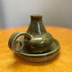 Pair of vintage glazed stoneware candle holders