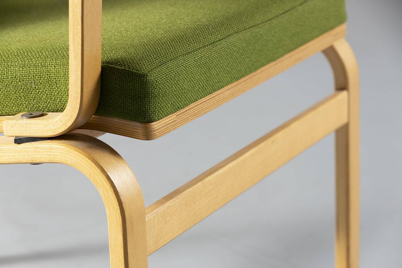 Bentwood chair in green upholstery Bill Stephens style, Denmark, 1970s