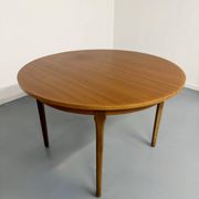 Vintage teak extendable round dining table Scandinavian design 1960s