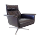 Kaufeld Siesta 62 black leather armchair by Jacques Brule