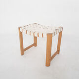 Scandinavian modern wooden stool with white bands, 1970's