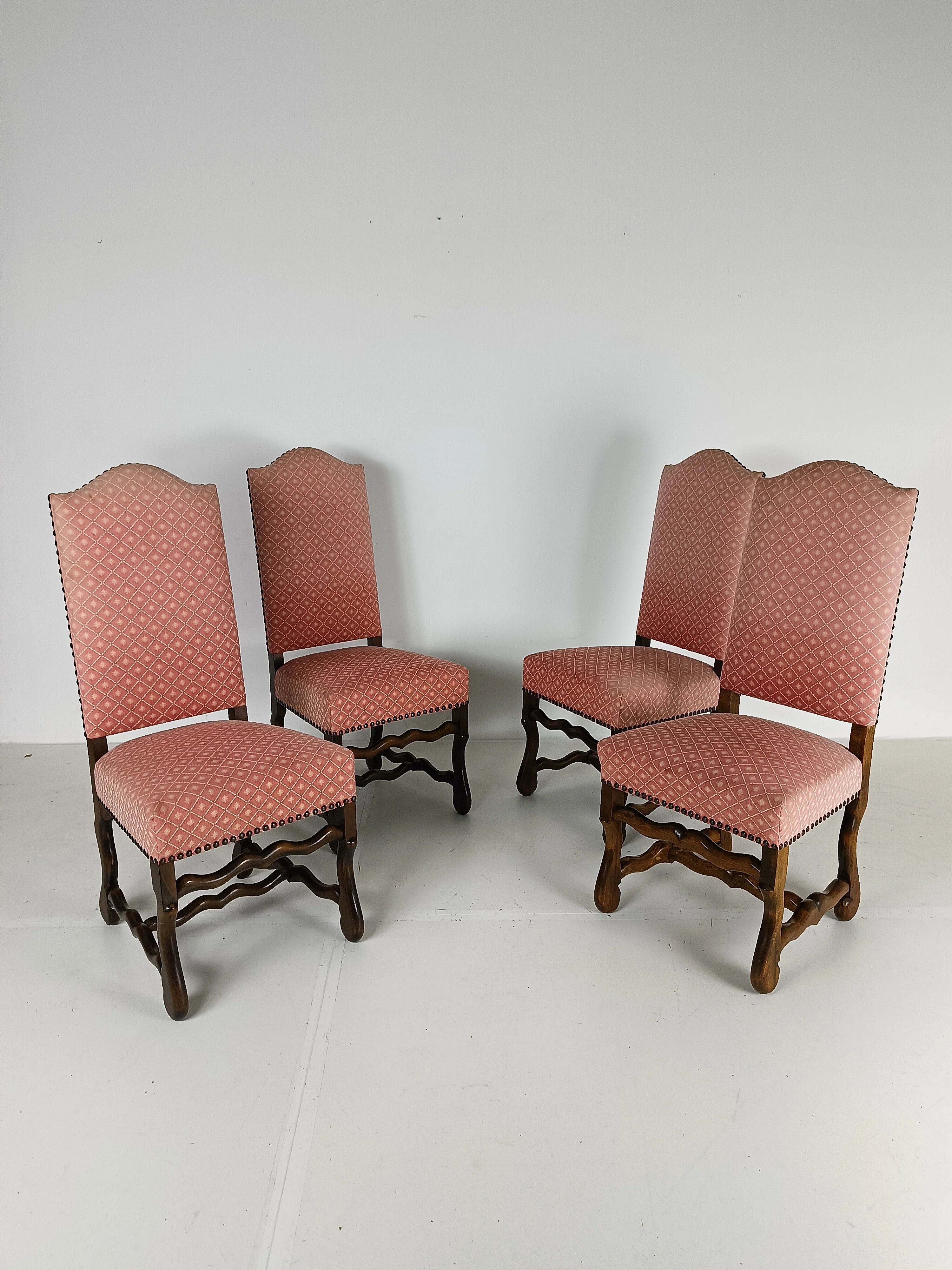 Beech Os De Mouton tapestry chairs (set of 4)