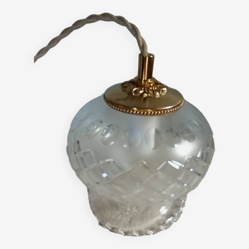 Lampe baladeuse verre blanc transparent taillé/biseauté rétro chic