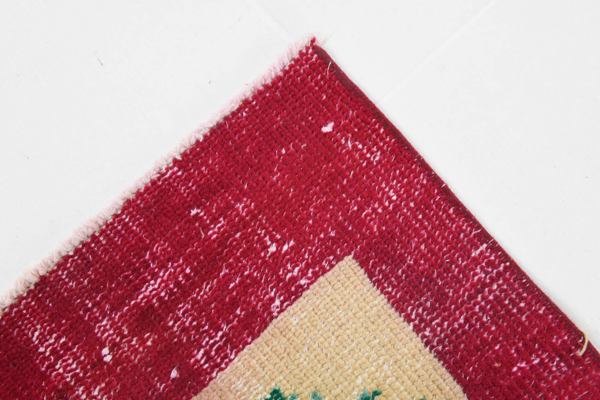 Ruby Red Vintage Floral Turkish Rug, Handmade Wool Carpet, 202x309 Cm