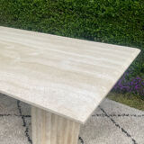 Large vintage dining table in travertine in the 1970s Carpa style.