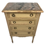 Commode de style Louis XVI en bois laqué crème, vers 1900