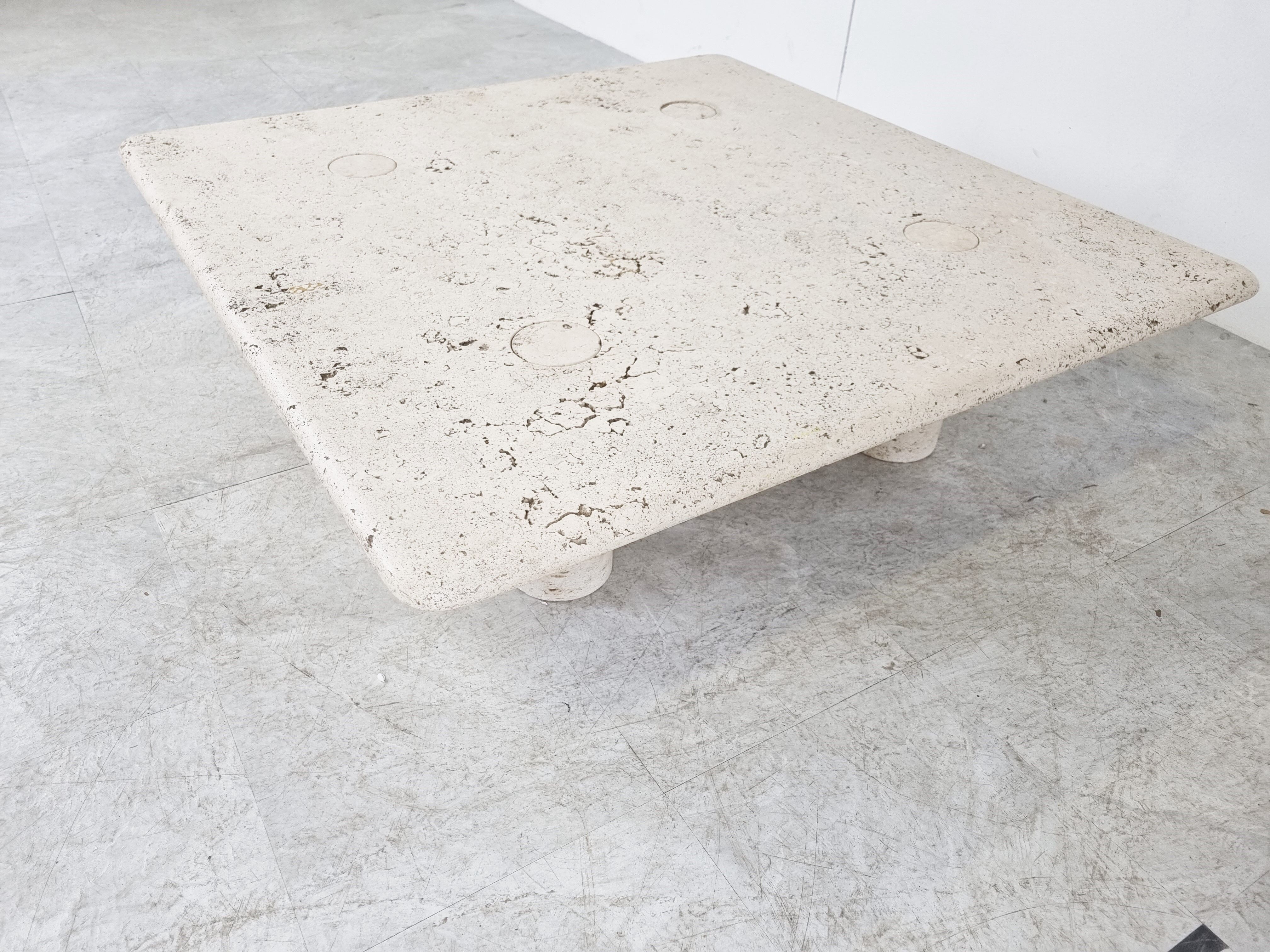 Angelo Mangiarotti Travertine Coffee Table for Up&Up, Italy