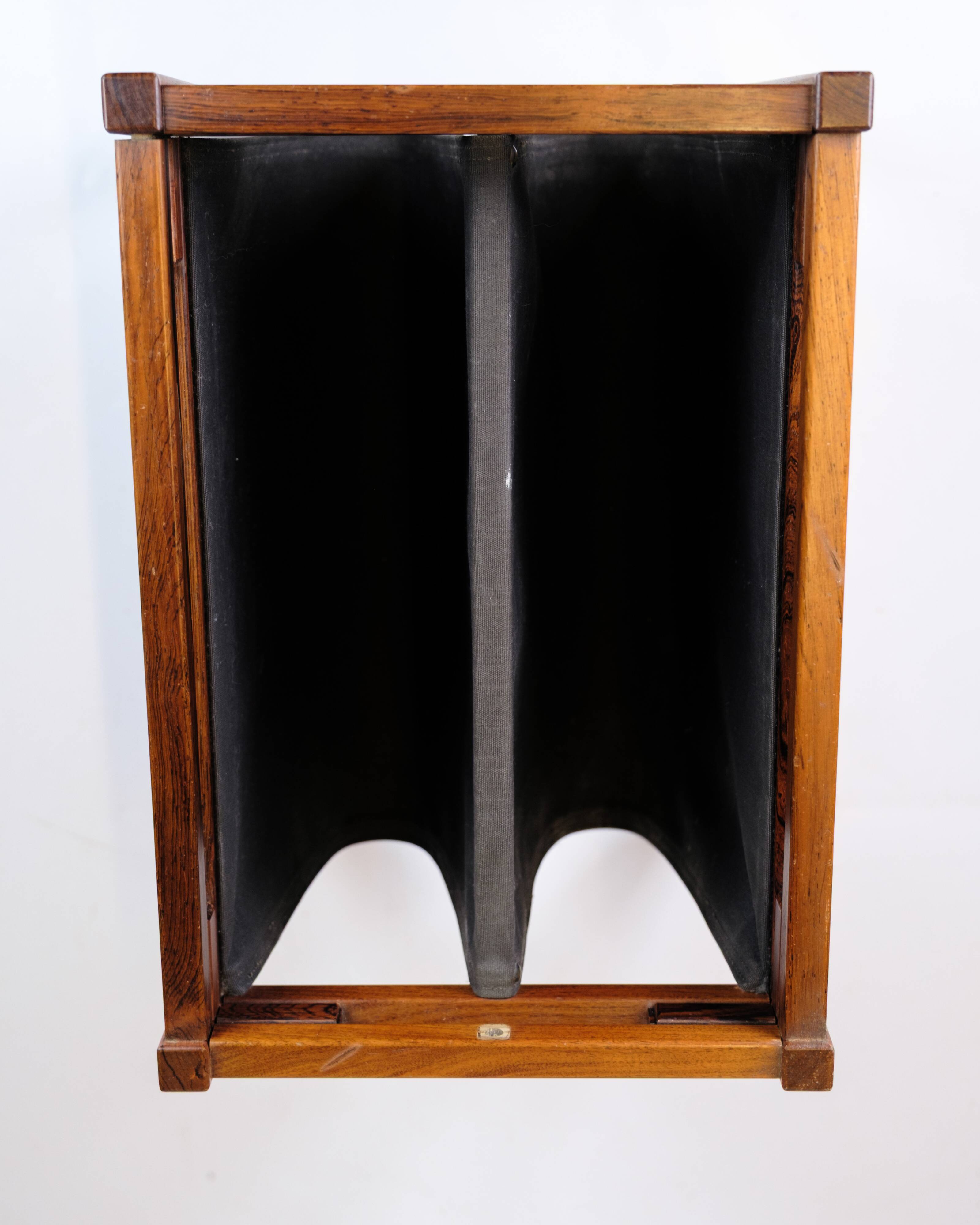 Newspaper/magazine holder - rosewood and black canvas - Danish design - 1960s