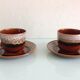 Two cups with saucers decor Hawai des Faienceries de Sarreguemines vintage 60s-70s