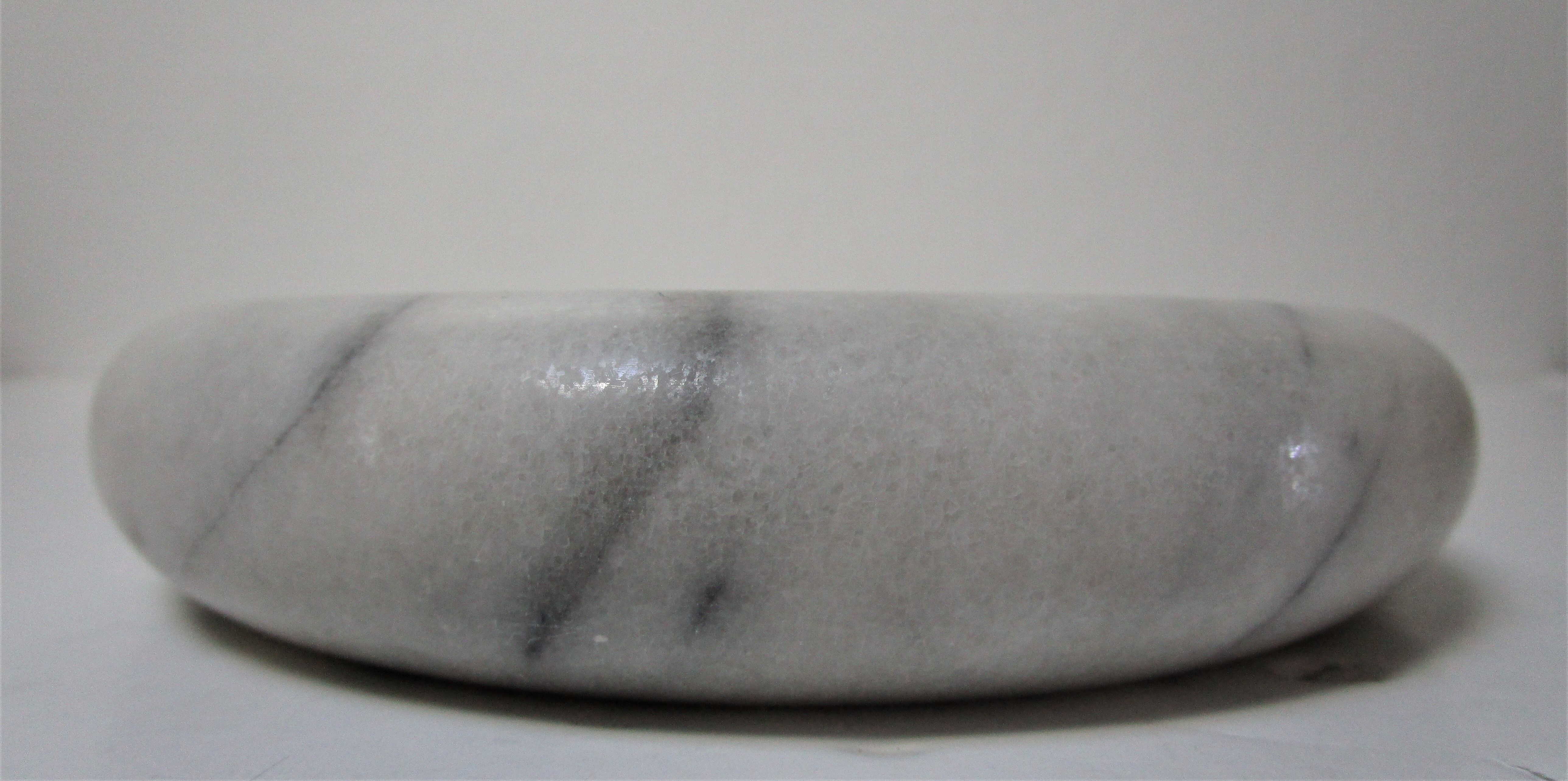 Trinket bowl white marble veined black