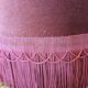 Pouf or footrest in pink velvet with fringes