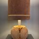 Midcentury XL ( 82 cm ) imposing terracotta suede table lamp. 1970s