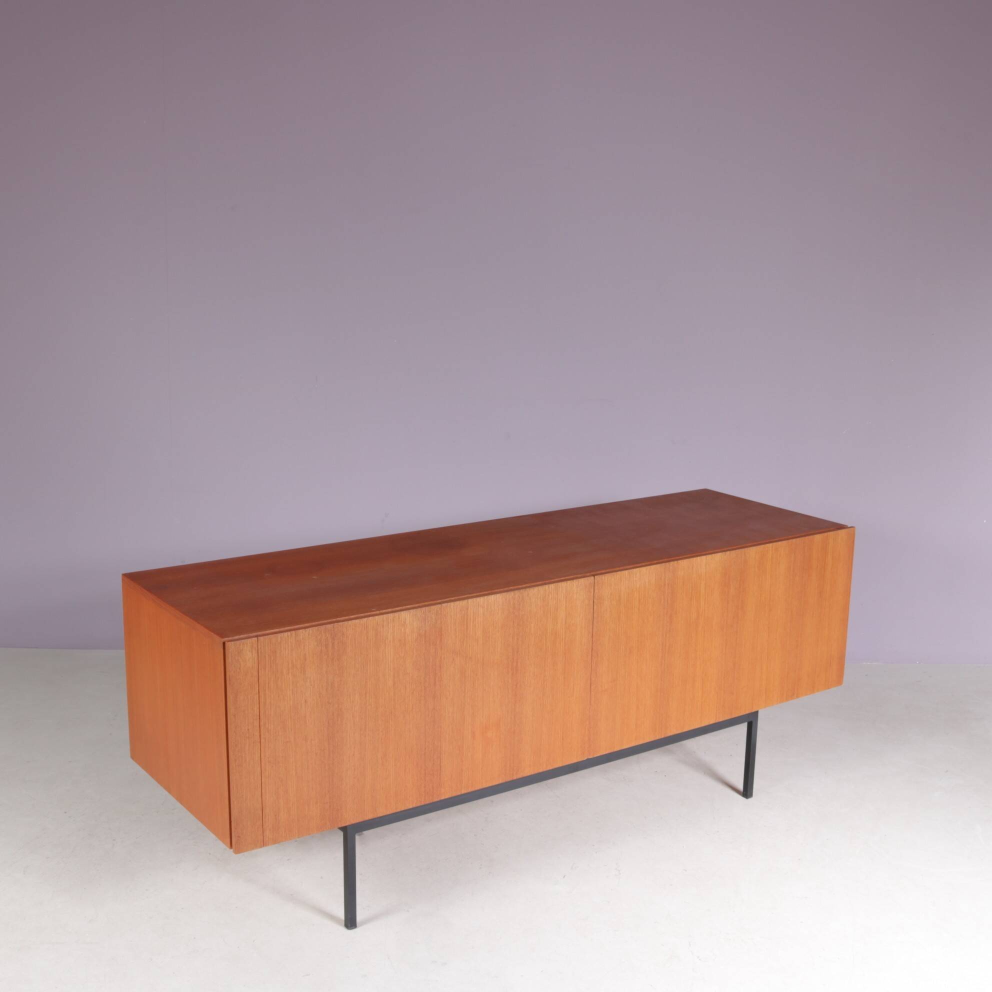1950s Teak sideboard on black metal base model: B20 by Dieter Wäckerling f