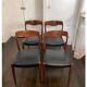Set of 4 vintage designer chairs in teak and black skai 60's