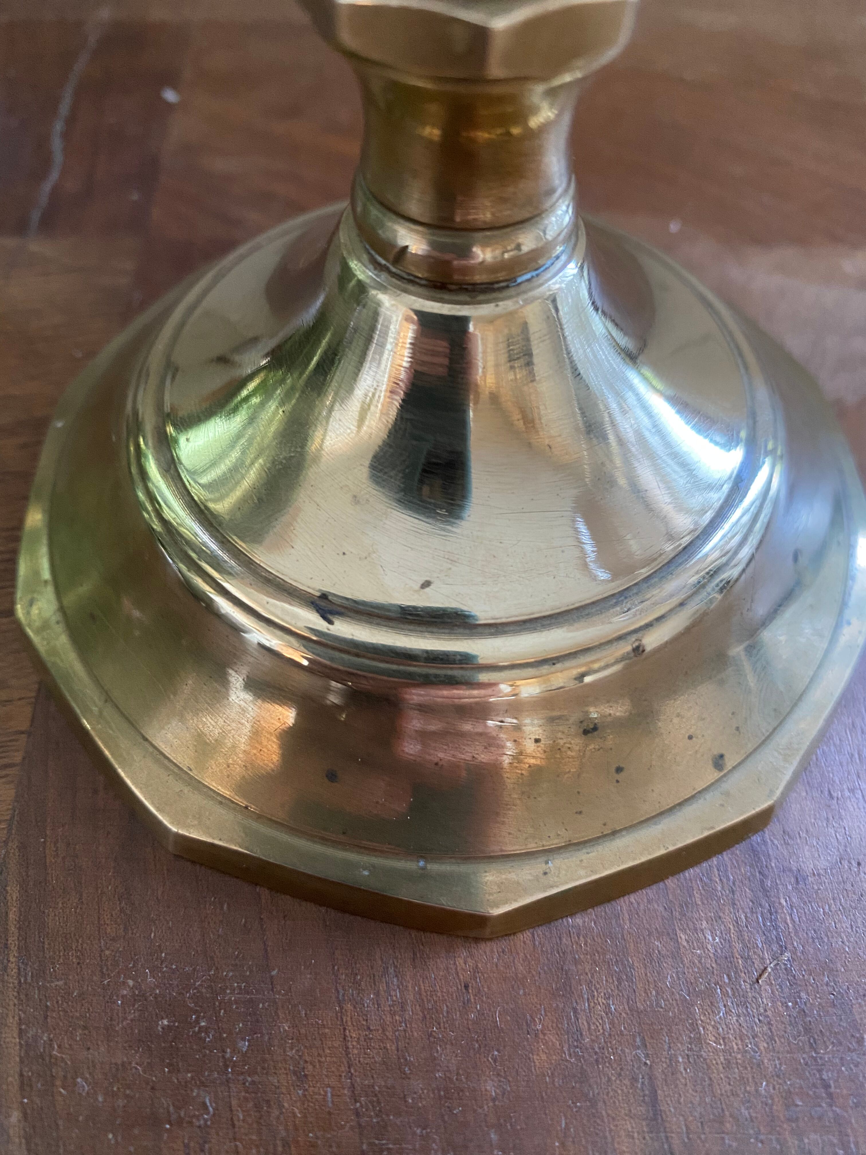 Antique brass candle holder