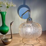 Applique coudée dorée globe vintage en verre ambré