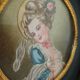 Miniature peinte à la main d'apres Fragonard cadre en bois vers 1900