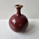 Soliflore vase in oxblood glazed ceramic Signed (Signature to be identified)