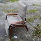 Scandinavian llama armchair foot vintage compass