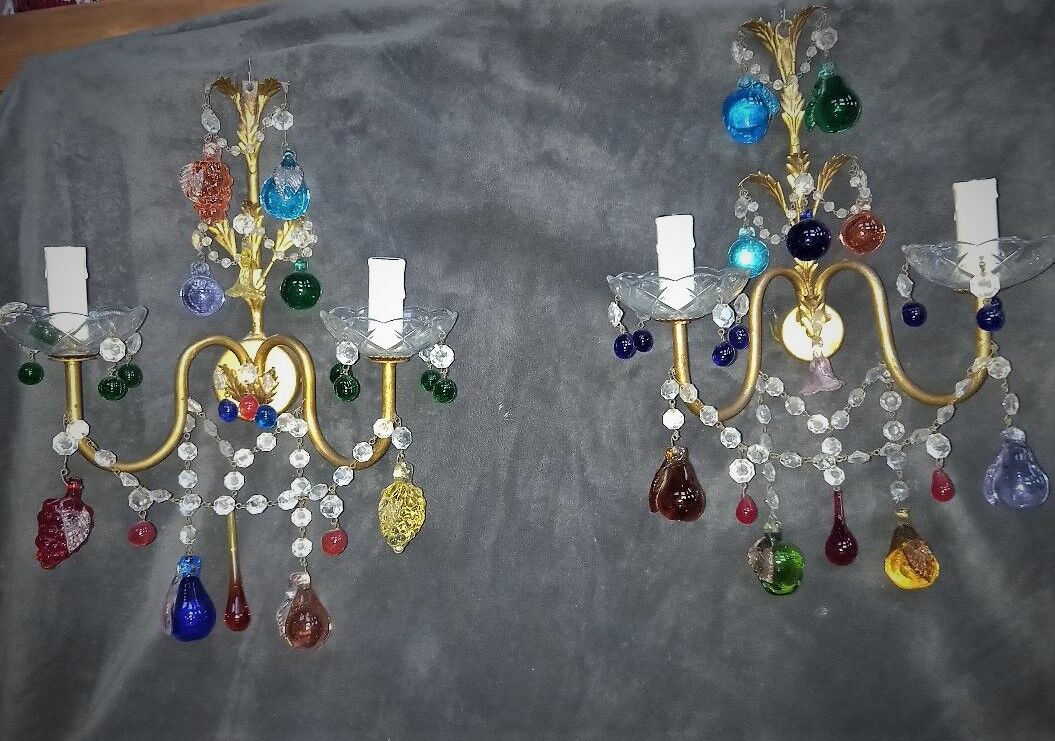 Set wall lamps of murano decor fruit cluster