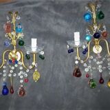 Set wall lamps of murano decor fruit cluster