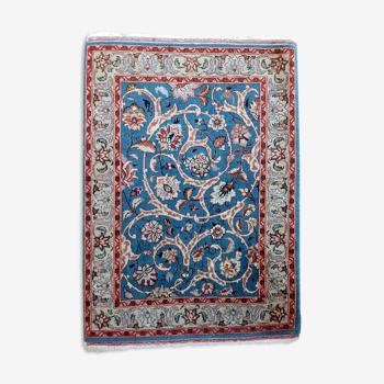 Vintage Persian Carpet Iran Handmade 59 x 83 cm Red Blue