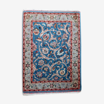 Tapis persan iran fait main 59 x 83 cm bleu rouge