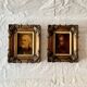 Pair of old carved wooden and plaster frames