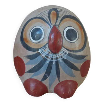 Vintage small mexican owl decor ceramic bird hand painted tonala