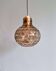 Smoked, honeycomb-patterned glass pendant light (2 available), Glashütte Limburg, 1970