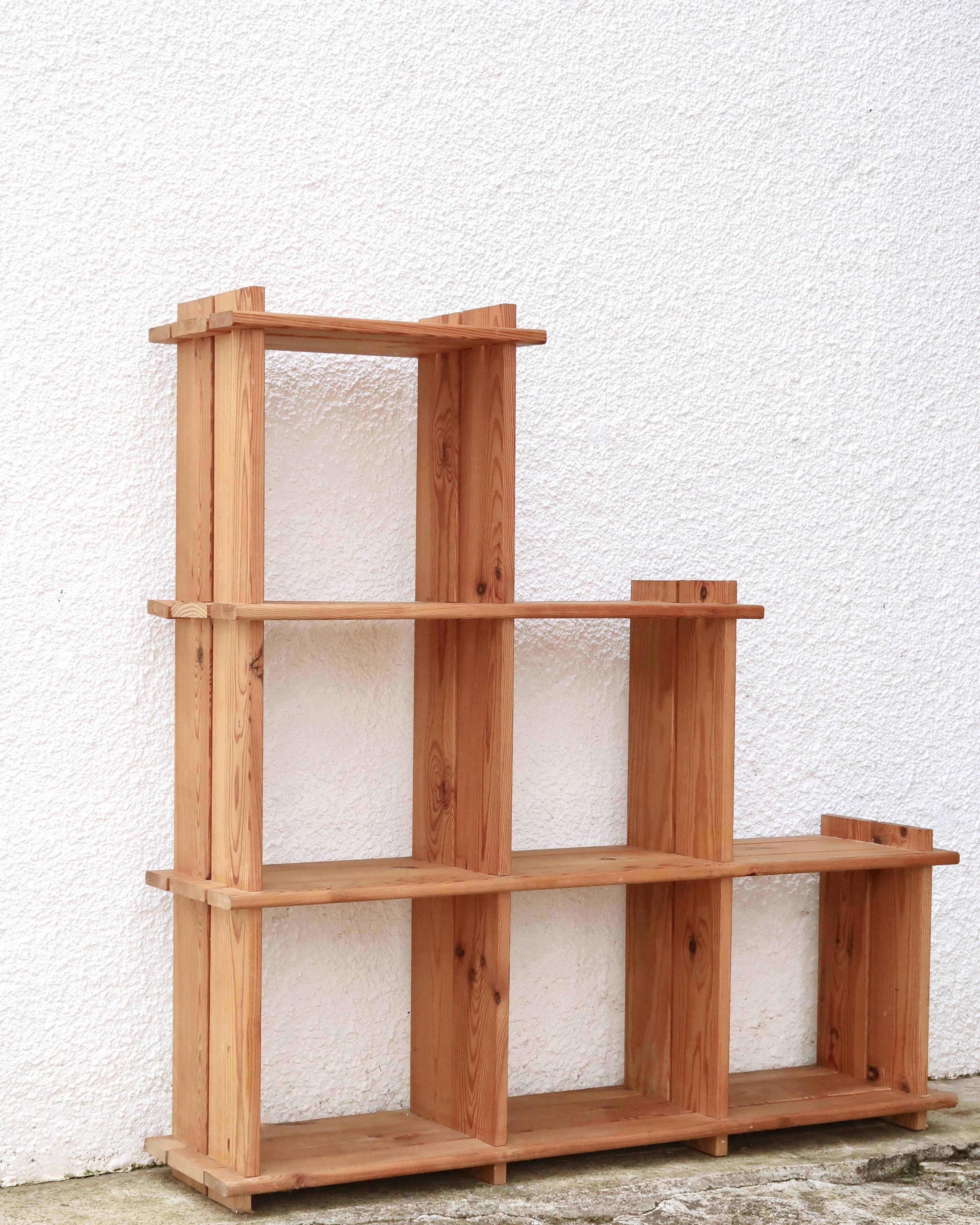 Regain mountain style pine wood shelf bookcase