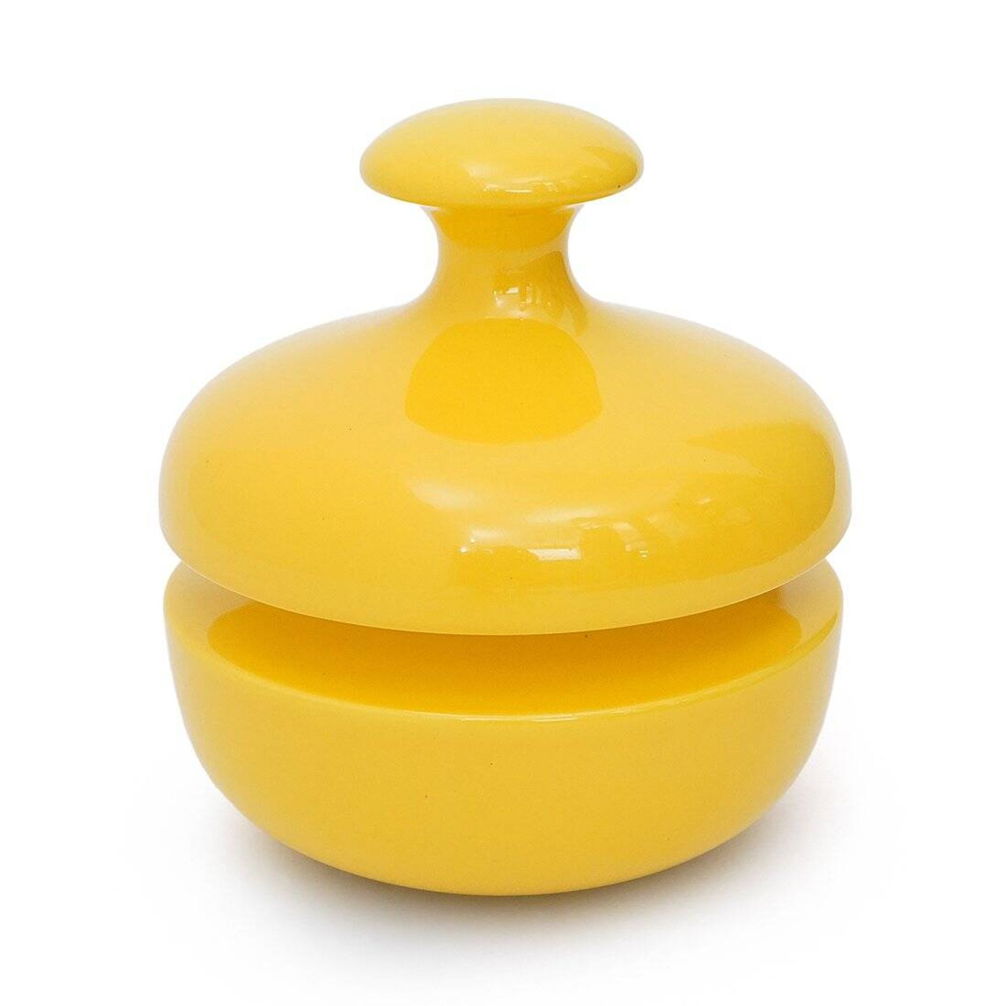 Yellow ceramic vase with lid by Enzo Bioli for Il Picchio, 1970s.