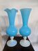 Pair of opaline blue blown glass vases – H. 35 cm