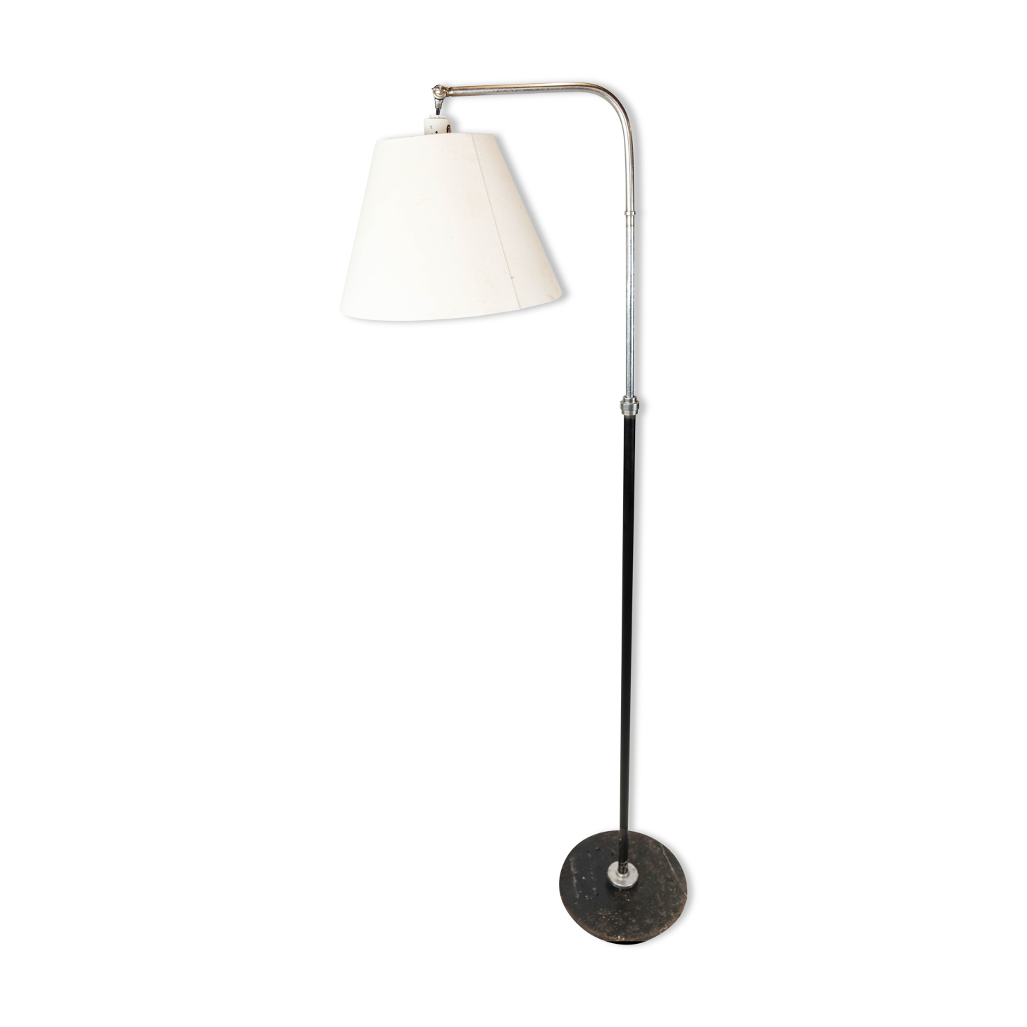 Floor lamp of chrome and black painted metal of Danish design, 1970s