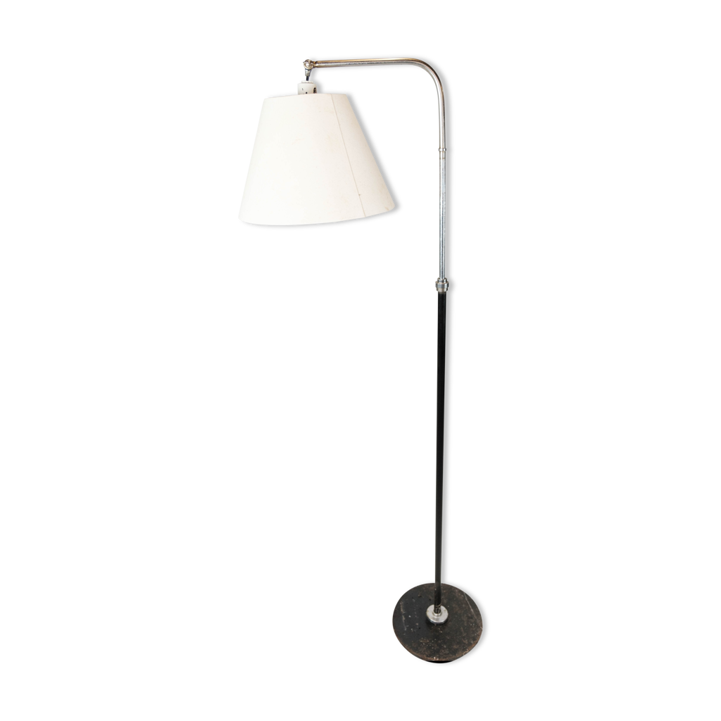 Floor lamp of chrome and black painted metal of Danish design