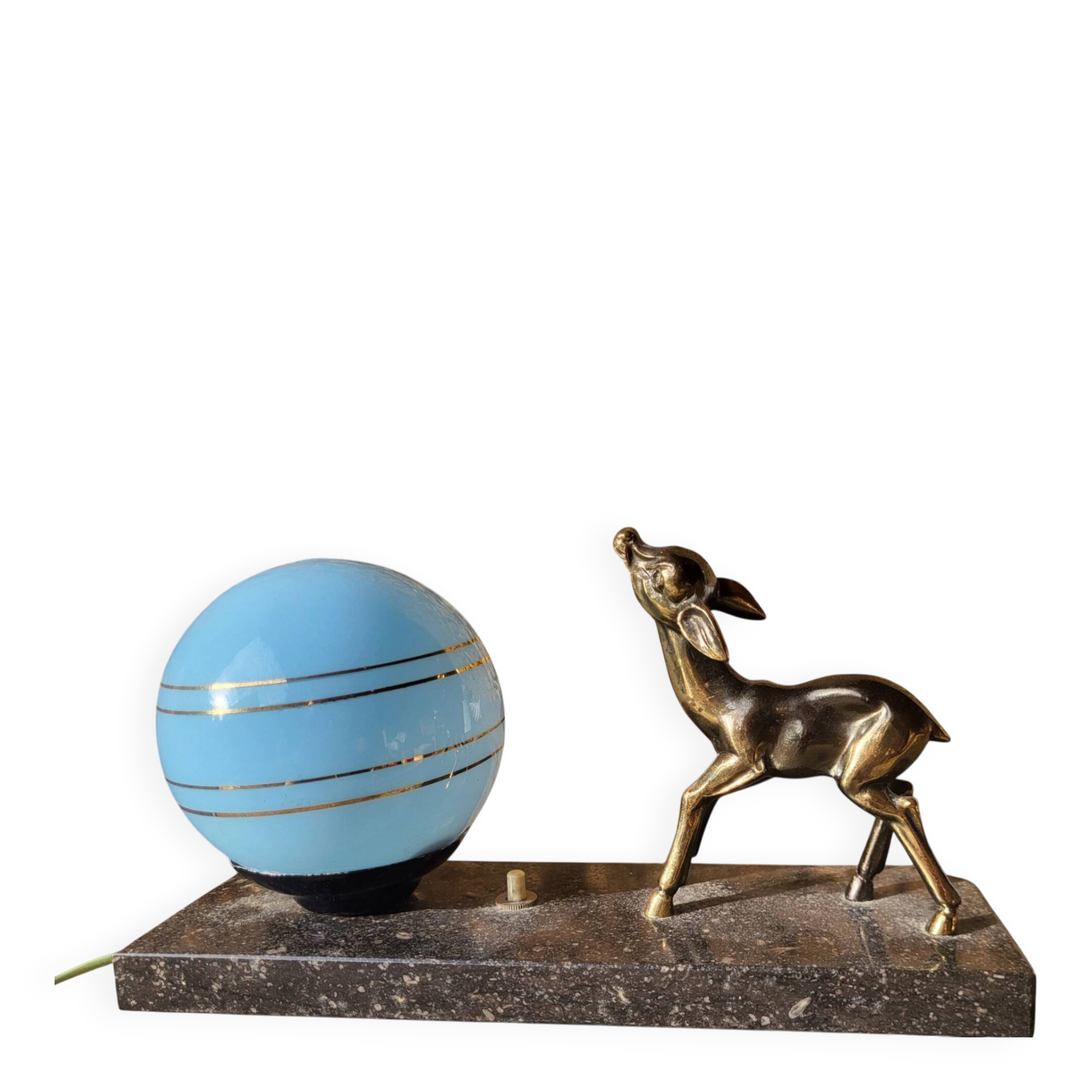 Lampe veilleuse Art Déco au faon, 1930