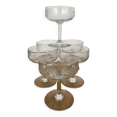 Set 6 coupes champagne gravées Louis XVI
