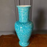 Vase en céramique Asiatides fond bleu 1960