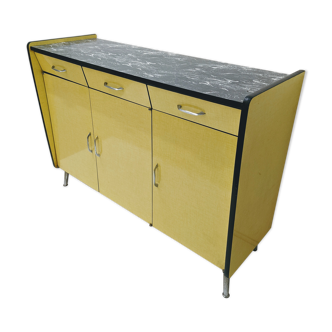 Vintage in-row sideboard in yellow formica