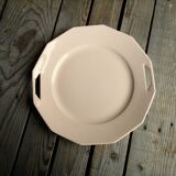 Ancient dish with anses in rose ceramics signed saint-amand